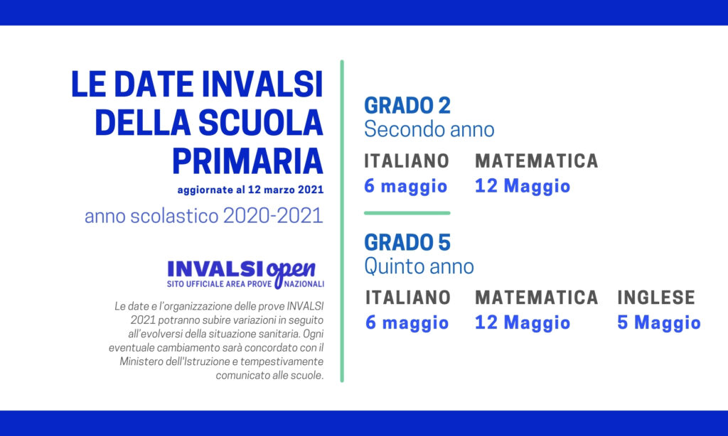 Calendario prove Invalsi scuola primaria