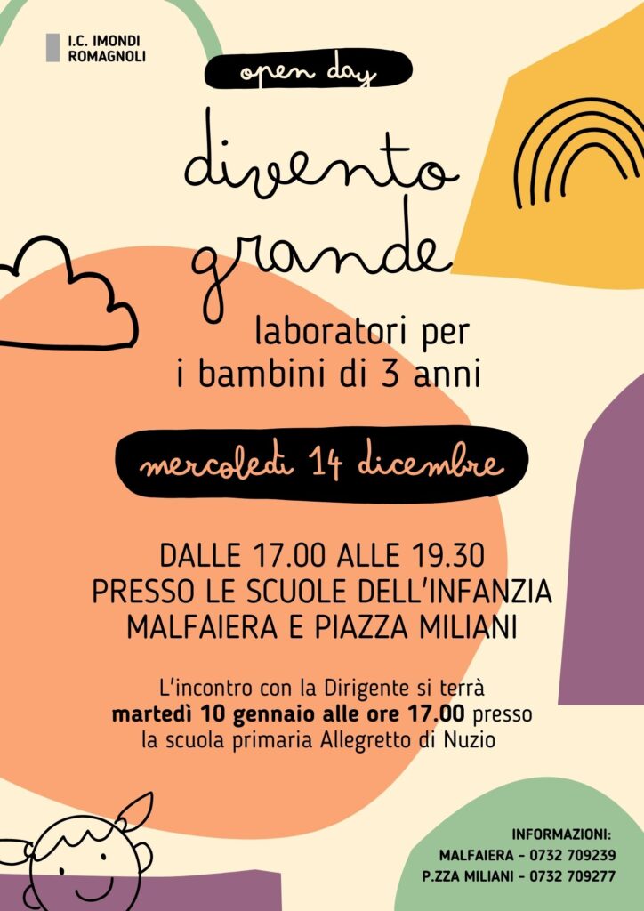 Iscrizioni a.s. 2023-2024: Open Day Scuola dell’Infanzia